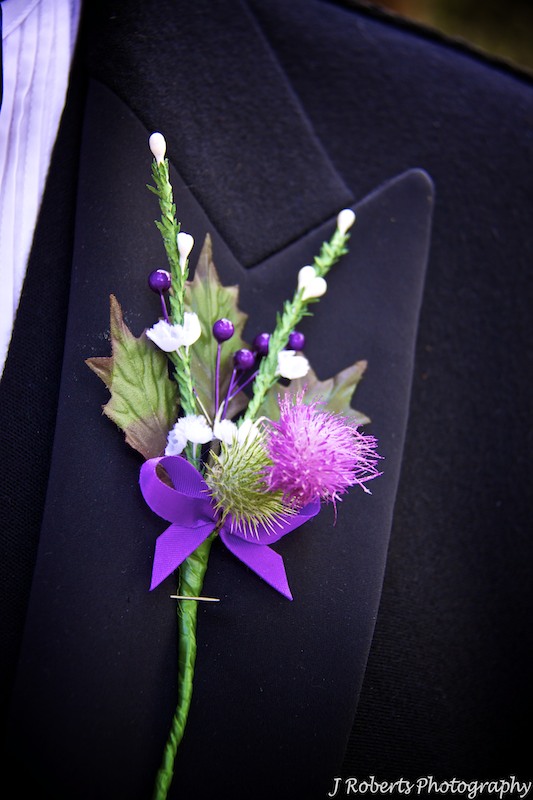 Scottish Thistle Button hole - wedding photography sydney